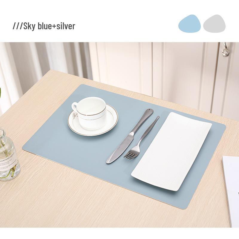 Double-Sided Luxury Nordic Leather Table Mat: Waterproof, Oil-Proof, Heat-Insulating, Non-Slip, Rectangular Design