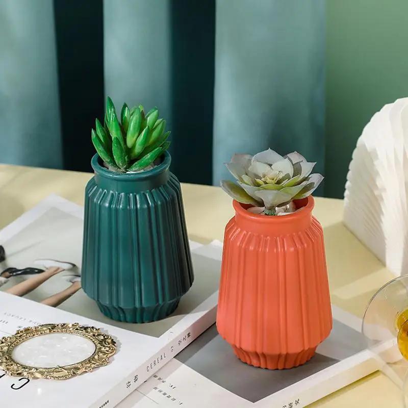 Simple Modern Flower Vase White Plastic Vase Flower Pot Basket Nordic Home Living Room Decoration Wedding Home Decoration Flower