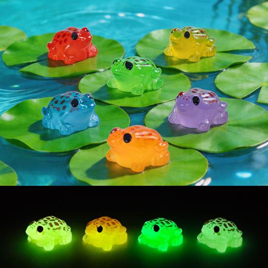 12 Pcs Luminous Mini Resin Frog Figurines Tiny Glow In The Dark Frog Miniature Figures for Moss Landscape Fairy Garden Dollhouse DIY Terrarium Craft