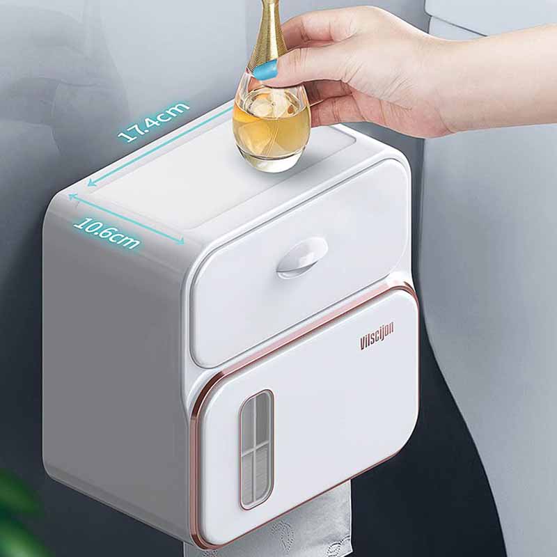 Toalettpappershållare Vattentät Tissue Storage Box Väggmonterad Toalettrulle Organizer Badrumstillbehörsset