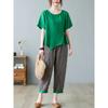 Sets Women Casual T Shirt Ankle Length Pants Summer Vintage Style Loose Pant Suits