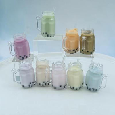 DIY Mason Jar Milk Tea Macaron Keychain & Pencil Case Pendant