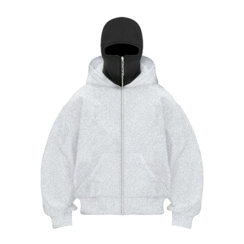 Unisex USDT Outdoor Kapuzenstrickjacke - Einfarbig, Doppelte Kapuze, Lockerer Schnitt für Frühling/Herbst