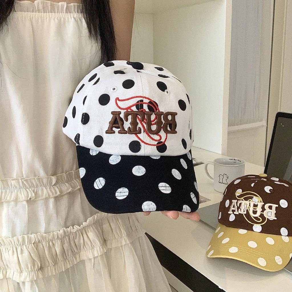 American Retro Polka Dot Baseball Cap Year Contrasting Color Three-Dimensional Embroidery Showing Face Small Sunshade Female Cap