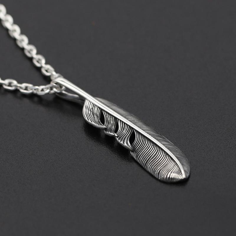 S925 Sterling Silver Jewelry Retro Thai Silver Personality Handmade Classic Eagle Feather Pendant
