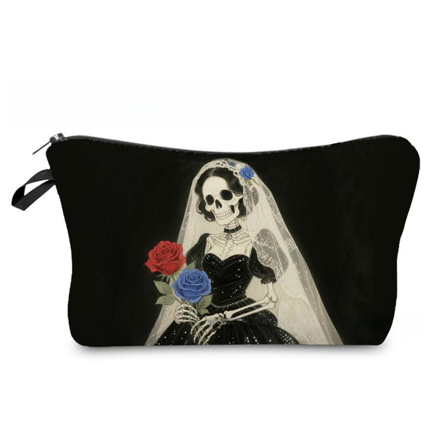 Women Skull Print Cosmetic Bag Toiletries Organize Travel Storage Case 6867 KTB