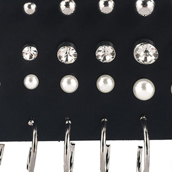 40Pcs/Sheet Exquisite Women Faux Pearl Cubic Zirconia Round Ear Stud Earring Jewelry Accessory