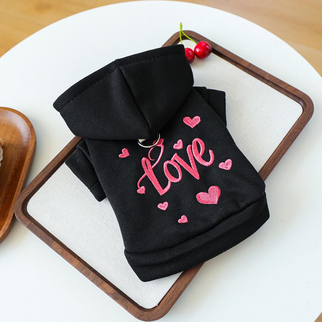 Cute And Fashionable Pet Clothing, Warm And Comfortable Embroidered Heart-shaped Sweatshirt