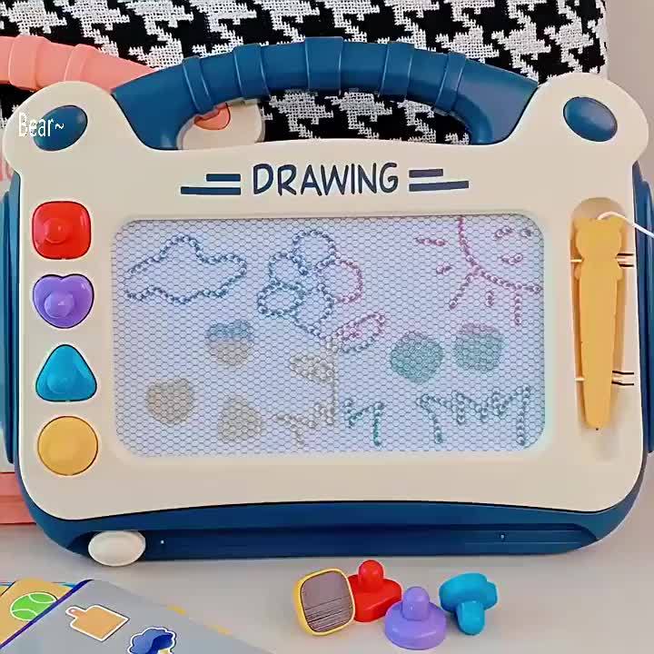 Table à dessin pour enfants, Jouets d'apprentissage pour la petite enfance, Cadeaux parfaits pour les garçons et les filles(4 Tampons+1 Pinceau+4 Supports)