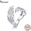 Bamoer 925 Silver Guardian Wings Open Ring Angel Wing Adjustable Finger Ring for Women Fashion Statement Jewelry SCR512
