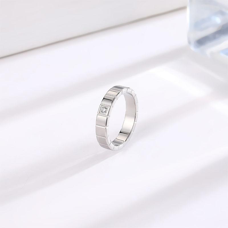 Temperament High-end Wide Version Square Single Titanium Steel Ring Female Couple Ring Same Style Trendy Jewelry