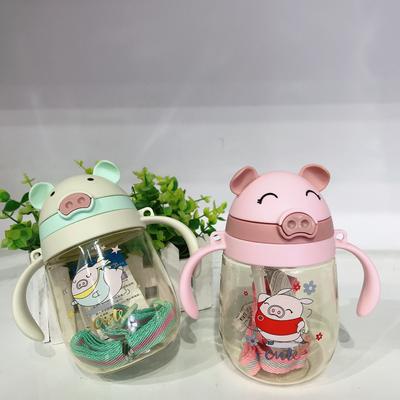 350ml kelímek na krmení pro miminka hrnek na krmení pro miminka se váženým brčkem Dětská láhev se slámovým nápojem na učení s rukojetí Netěsná a snadno se drží