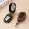 Transparent Mesh Leather Key Case Zipper Closure Mini Storage Bag Keychain Holder  Travel Essential
