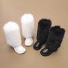 Girls High Boots Children Warm Princess Leather Boots Soft Soled Kids Fashion Long Boots Anti-Slippery All Match 2024 Winter New