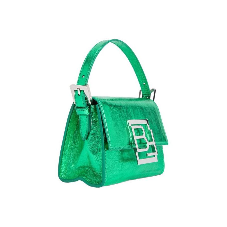 By Far Silver Logo Plaque Lambskin Mini Shoulder Bag Women handbags Green 23SSFRNOCVGASMA