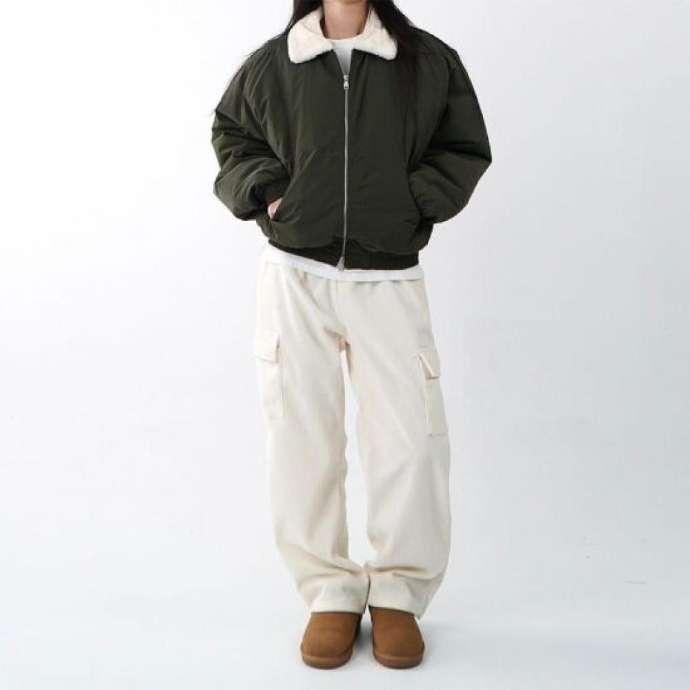 Onl Women Heavy Fleece Cargo Corduroy Wide Pants