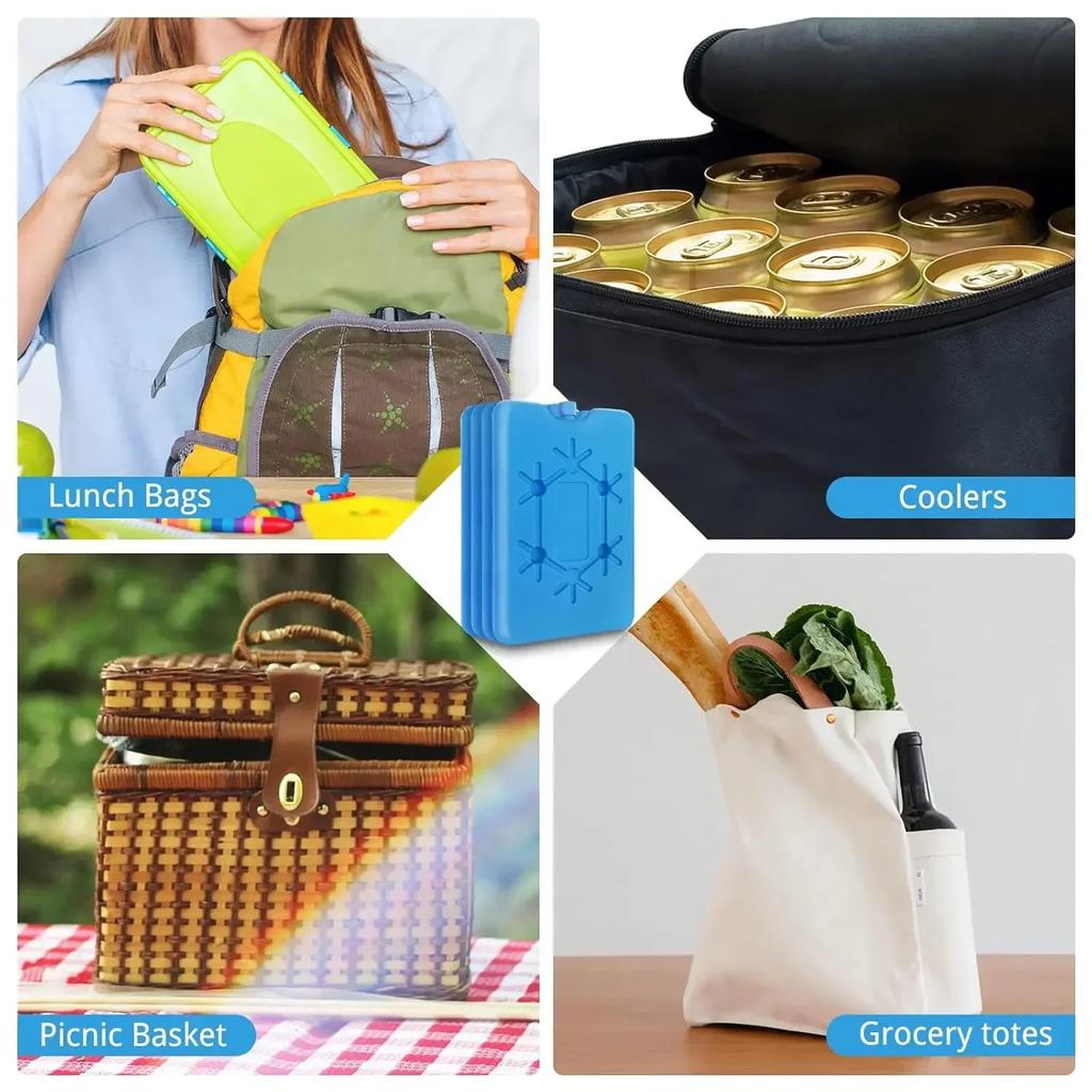 5pcs Ice Pack Bag Portable Water Injection Box Reusable Ice Pack for Lunch Boxes Slim & Long-Lasting for Fishing Camping Picnics