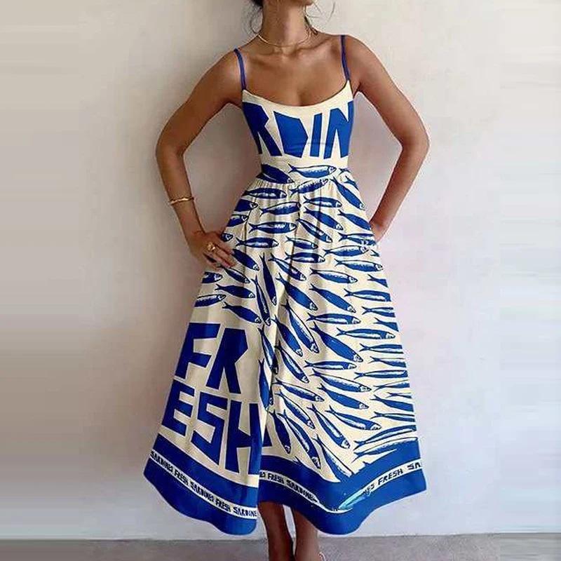 Spring European Style Women Clothing Fashion Elegant Print Pleated Maxi Dress 3XL