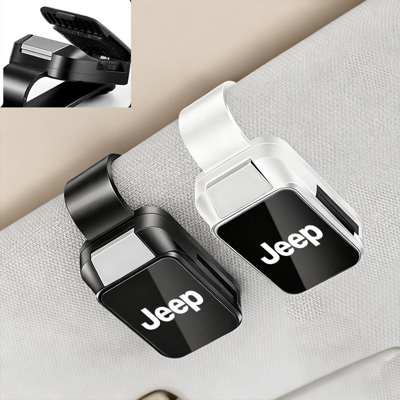 DAIFFT1 Car Interior Sun Visor Eyeglasses Holder Sunglasses Clip For Jeep Grand Cherokee Wrangler JK Gladiator Compass Renegade Patriot