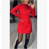 Womens Slim Fit Knit Dress With Rhinestone Embellishment Round Neck Long Sleeve Bodycon Midi Office Casual Wear