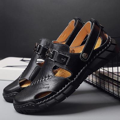 Men's Summer Sandals Leather Sandals Beach Slippers Flat Shoes Outdoor Shoes Loafers Plus Size 38-50