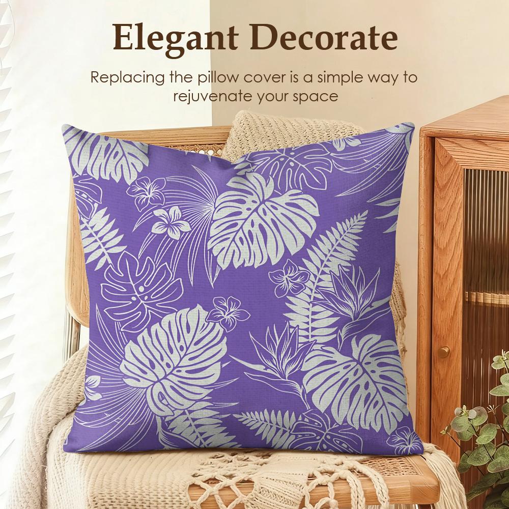 Monstera Pattern Cushion Cover Natural Linen Organic Fabric DoubleSided Printing Sofa Home Decor Gift Pillow Case