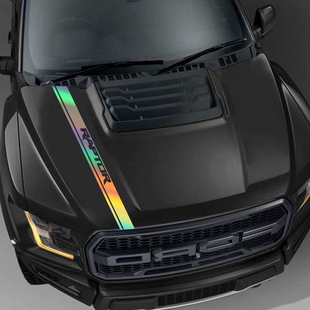 TTCD4 Car Hood Sticker For Ford F150 F-150 Ranger Raptor Truck Vinyl Stripes Decor Cover Pickup Style Decal Auto Tuning Accessories
