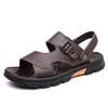 First layer cowhide sandals summer new men's platform non-slip shoes driving middle-aged cool slippers 2025
