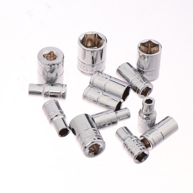 1/4Inch 4-14Mm Six Angle Sleeve Convert Hex Deep Socket Wrench Head Sleeve For Ratchet Wrench Auto Repair Hand Tool