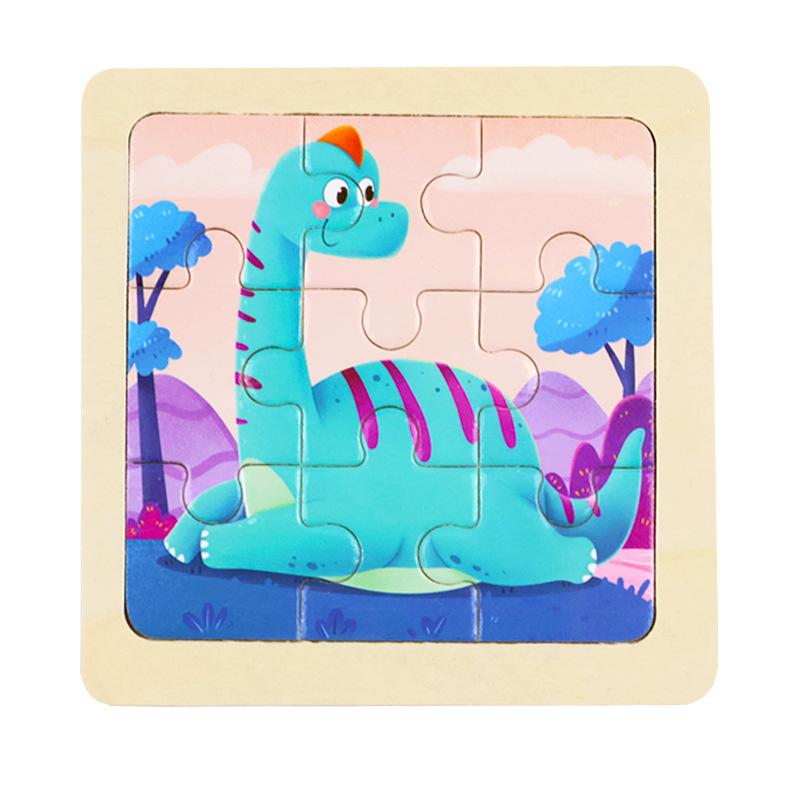 Small Children's 9-piece Wooden Plane Puzzle Cartoon Animation Puzzle Baby Educational Early Education Toy