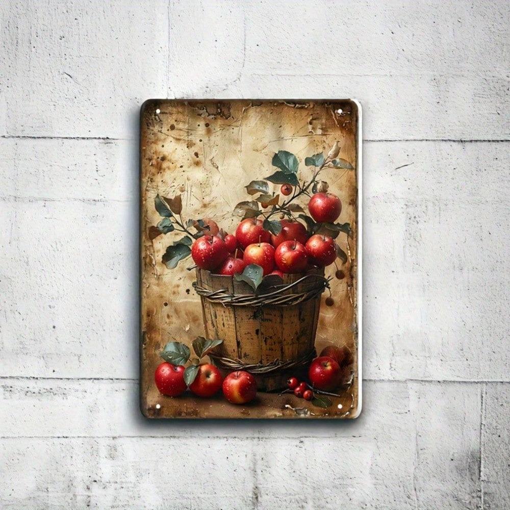 Apple Barrel Vintage Tin Sign Metal Wall Art Rustic Farmhouse Decor 8x12 Inch