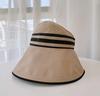 Spring and Summer Big Brim Shading Empty Top Striped Hat Big Brim Outdoor Face Covering Summer Versatile Hat Breathable Adult