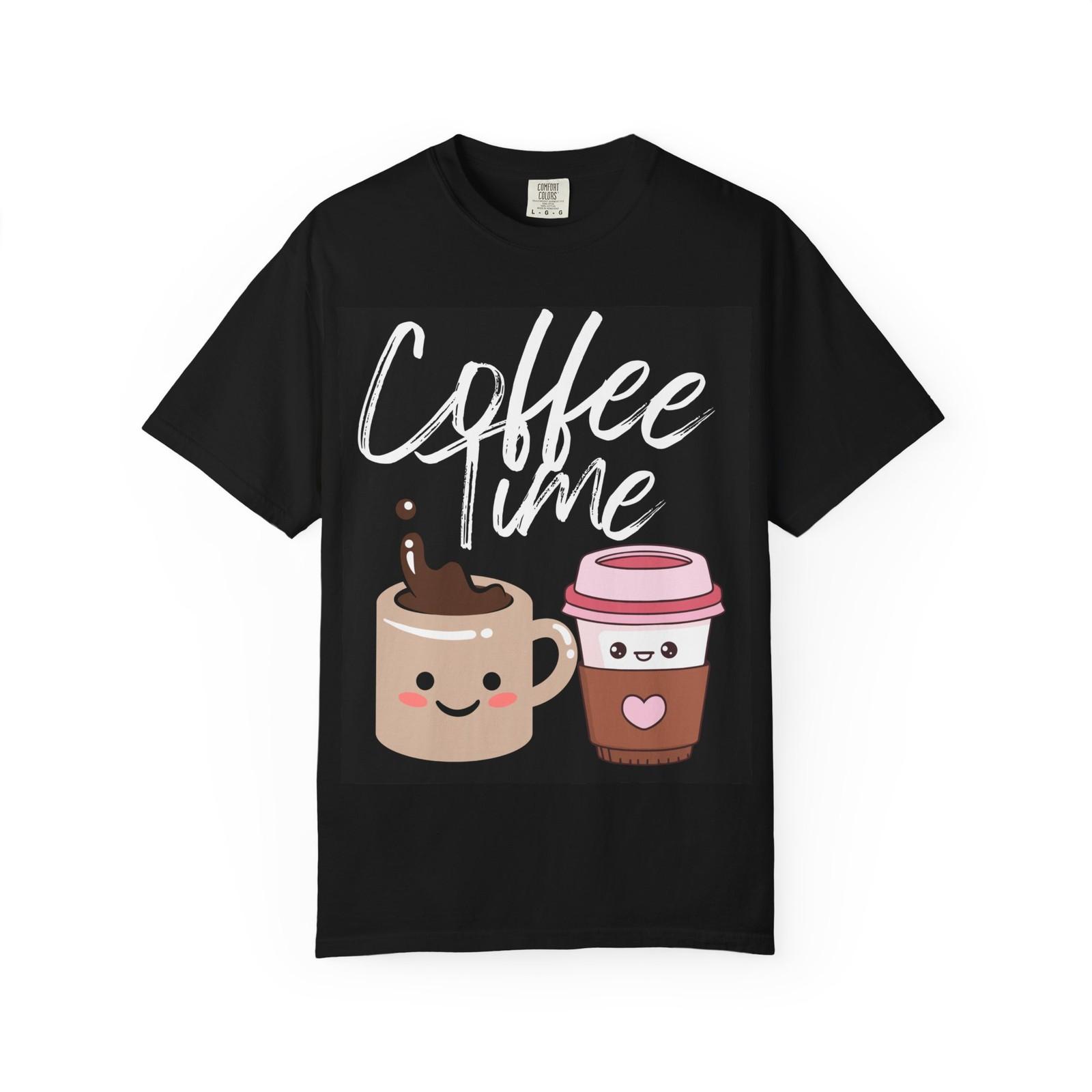 Coffee Time T‑Shirt - Comfort Colors — Cute Kawaii Coffee Mug & Cup Design S