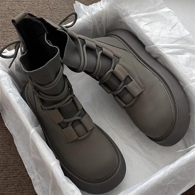White British Martin Boots Women's 2025 Autumn New Thin Small Thick-soled Heightening Lace-up Versatile Short Boots