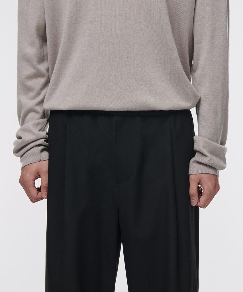 Musinsa Standard One-Pleat Wide Elastic Waist Slacks [Black]