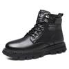 Men's Autumn New High-top Black Tooling Locomotive Leather Boots Spring and Autumn Martin Boots Casual Leather Shoes