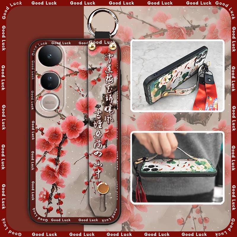 Elderly Lady Dirt-resistant Phone Case For VIVO V50 Lite 5G Global Waterproof Lanyard For Mom Silicone Back Cover Ring