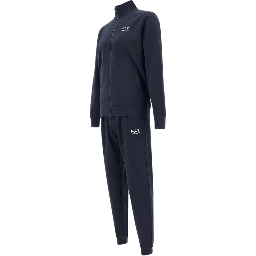 Emporio Armani Solid Color Logo Print Stand Collar Zip Long Sleeve Elastic High Waist Casual Sports Suit Men Suit Blue 8NPV60-PJVRZ-1562
