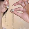 1 Pair Sliver Color Zircon Tassel Ear Clips for Women Fashion Liquid Metal Wing No Piercing Long Chain Ear Cuff Zircon 2025 New