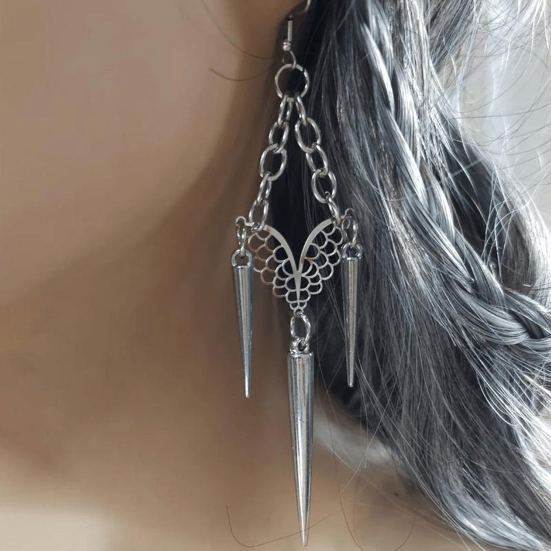 Goth Punk Style Moon Sword Long Earrings For Women Vintage Jewelry Gift Accessories