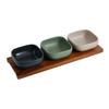 Nordic Simple Ceramic Snack Bowl 1-Piece Set Acacia Wood Tray Square Condiment Dish Set Household Kitchen Divided Sauce Dish