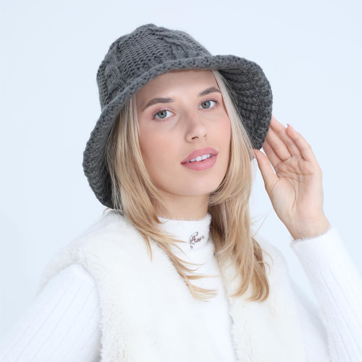 Женская осенне-зимняя шерстяная шляпа-горшок — фото 6