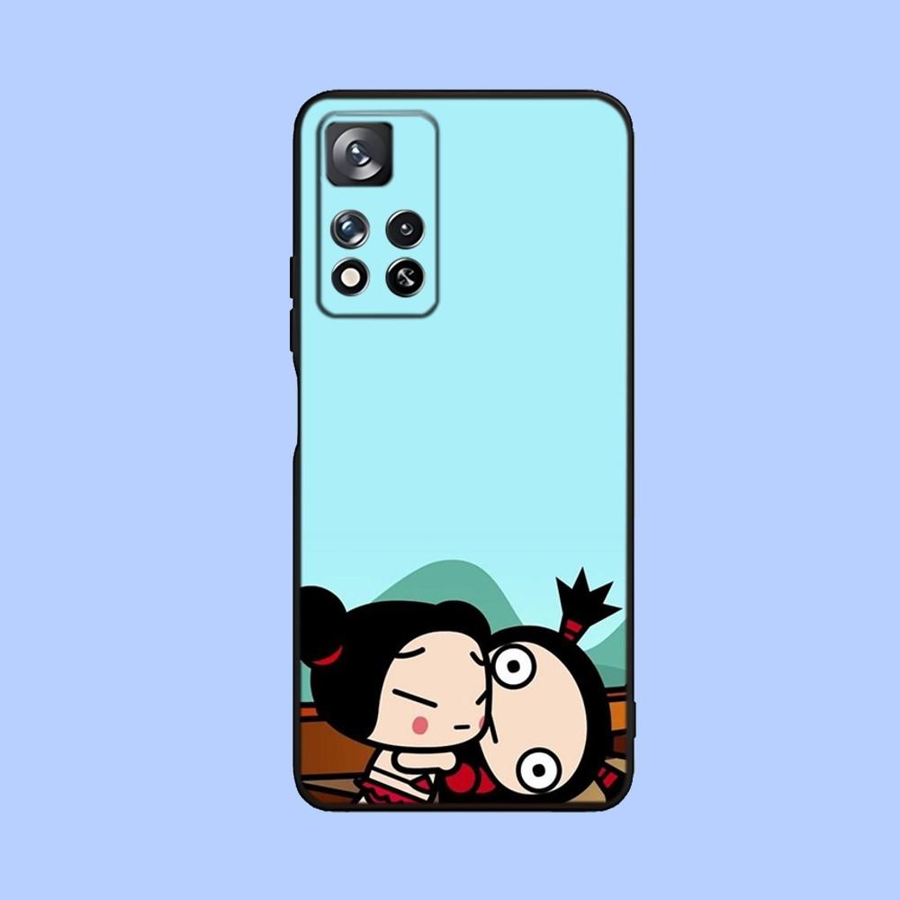 Cute Cartoon Pucca Garu Phone Case For Samsung Galaxy A13,A21s,A22,A31,A32,A52,A53,A71,A80,A91 Soft Black Cover
