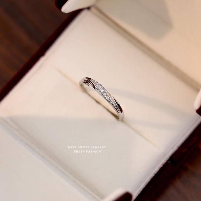 Minimalist Luxury Couple Ring Set With Micro Paved Zirconia Adjustable Open Band Women Men