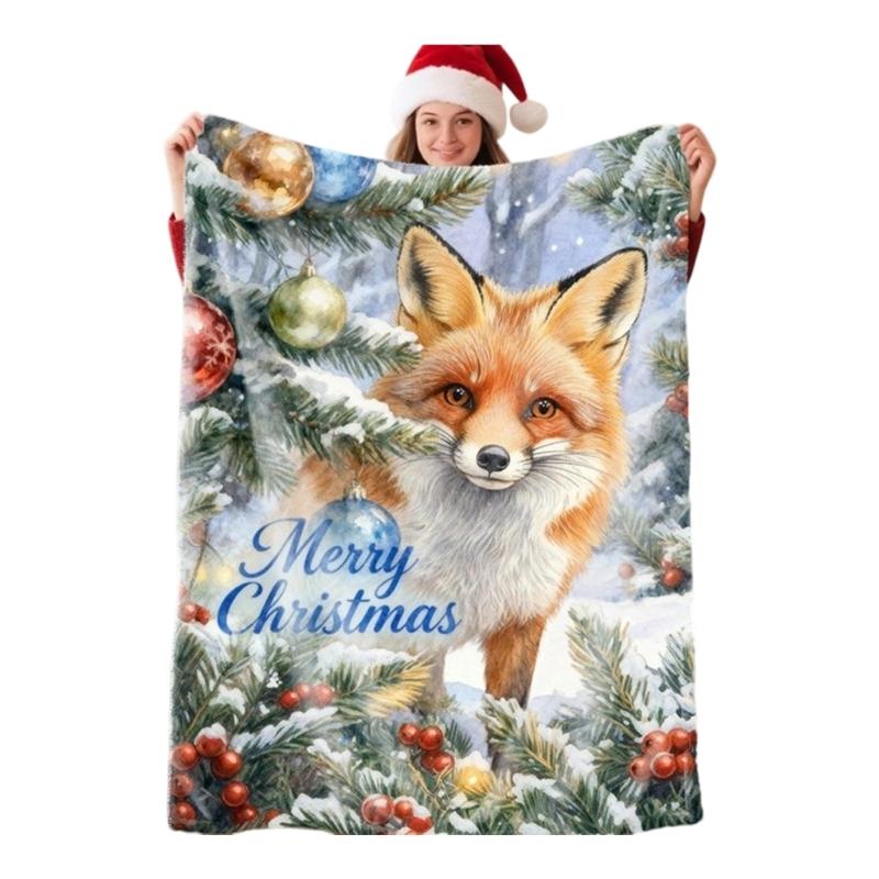 (1pc)Lovely Christmas Animal Blanket Fuzzy Cartoon Blanket for Kids Teens Great New Year Gifts
