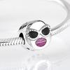 Voguish Stylish  Sterling Color Dramatic White Enamel Heart Golden Beads Fit Original Charm Wrist Bracelet Jewelry MakingFashion Charm