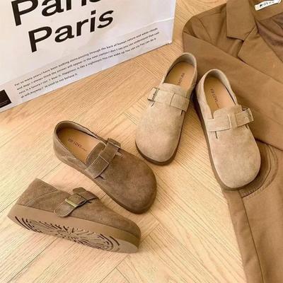 2024 Autumn/winter Women's Closed Toe Slippers Suede Leather Clogs Sandals for Women Retro Fashion Garden Slides Women Shoes