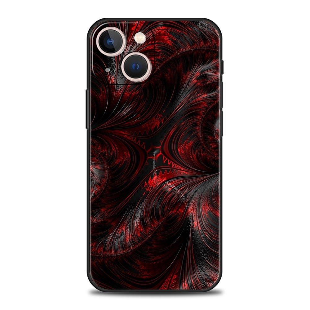 Black Red Ripple Art Phone Case Cover for iPhone 17 16 15 14 13 12 Pro Max 11 Pro Max 17 AIR Plus Shockproof Soft TPU Shell Bags