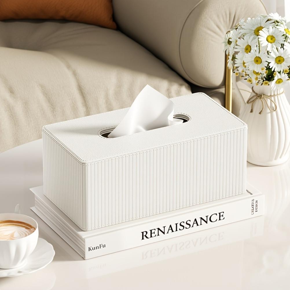 Nordic Style PU Leather Tissue Box High Quality Leather Napkin Holder Stripe Design Holiday Gifts for Families and Offices