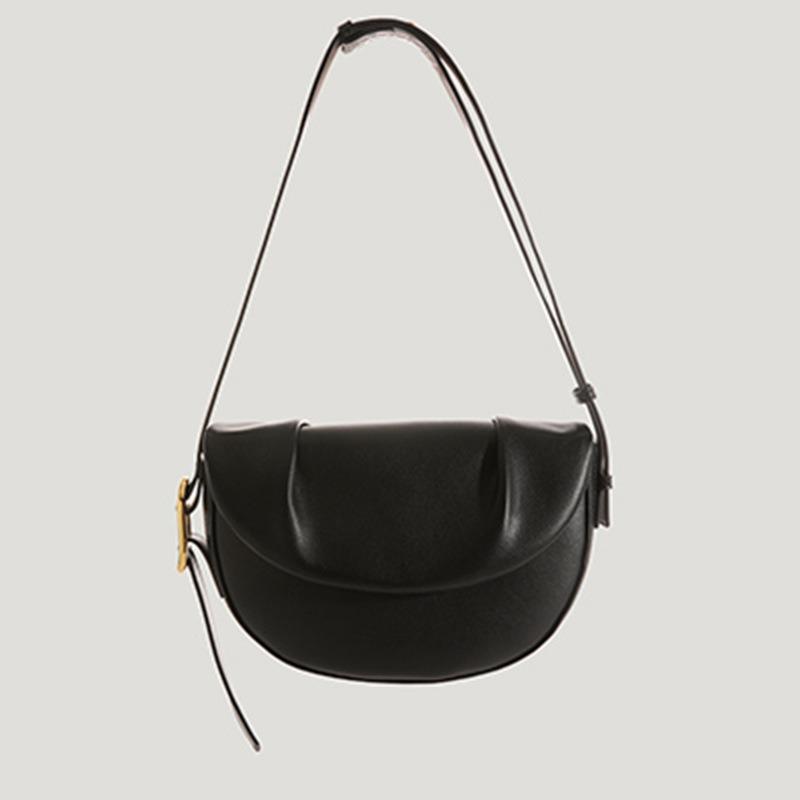 Genuine Leather Spring/Summer Shoulder Bag Niche Crossbody Cowhide Pleated Underarm Saddle Bag